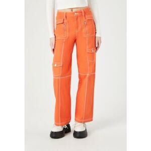 Forever 21 Women’s S Orange Straight-leg Cargo Pants Size S